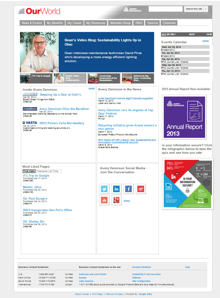 Intranet page